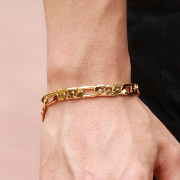 Figaro Gold Plated Bracelet for Men - Picture 1 of 5